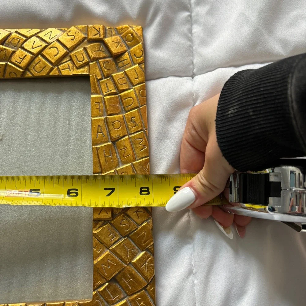 Vintage Gold Alphabet Tile Mosaic Photo Frame 5x7 Eclectic Home Decor Teacher